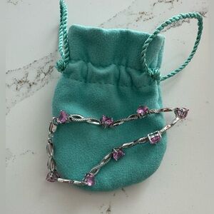 💗 Silver Infinity Bracelet w/ Pink Heart Sapphires 💗